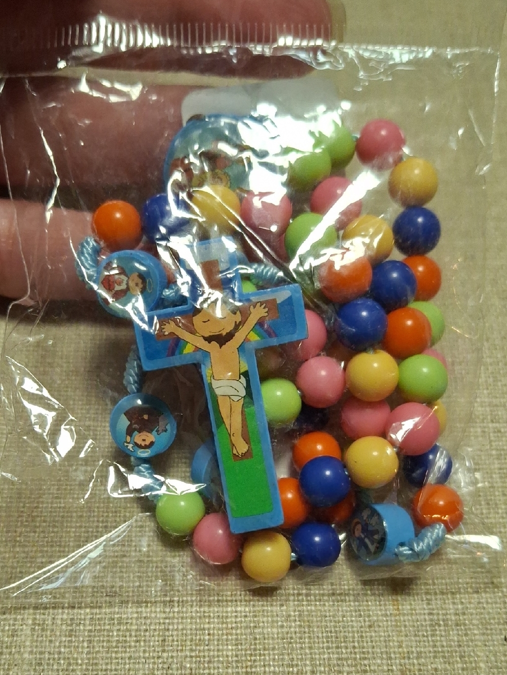 New Colorful Children's Rosary Bead 15 Inches  with Crucifix